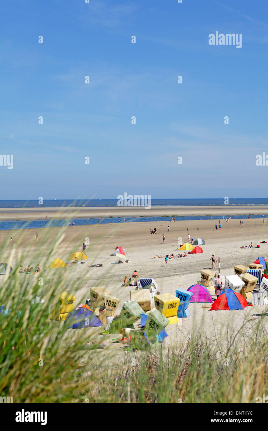 Strand, Insel Langeoog, Ostfriesland, Niedersachsen, Deutschland Stockfoto