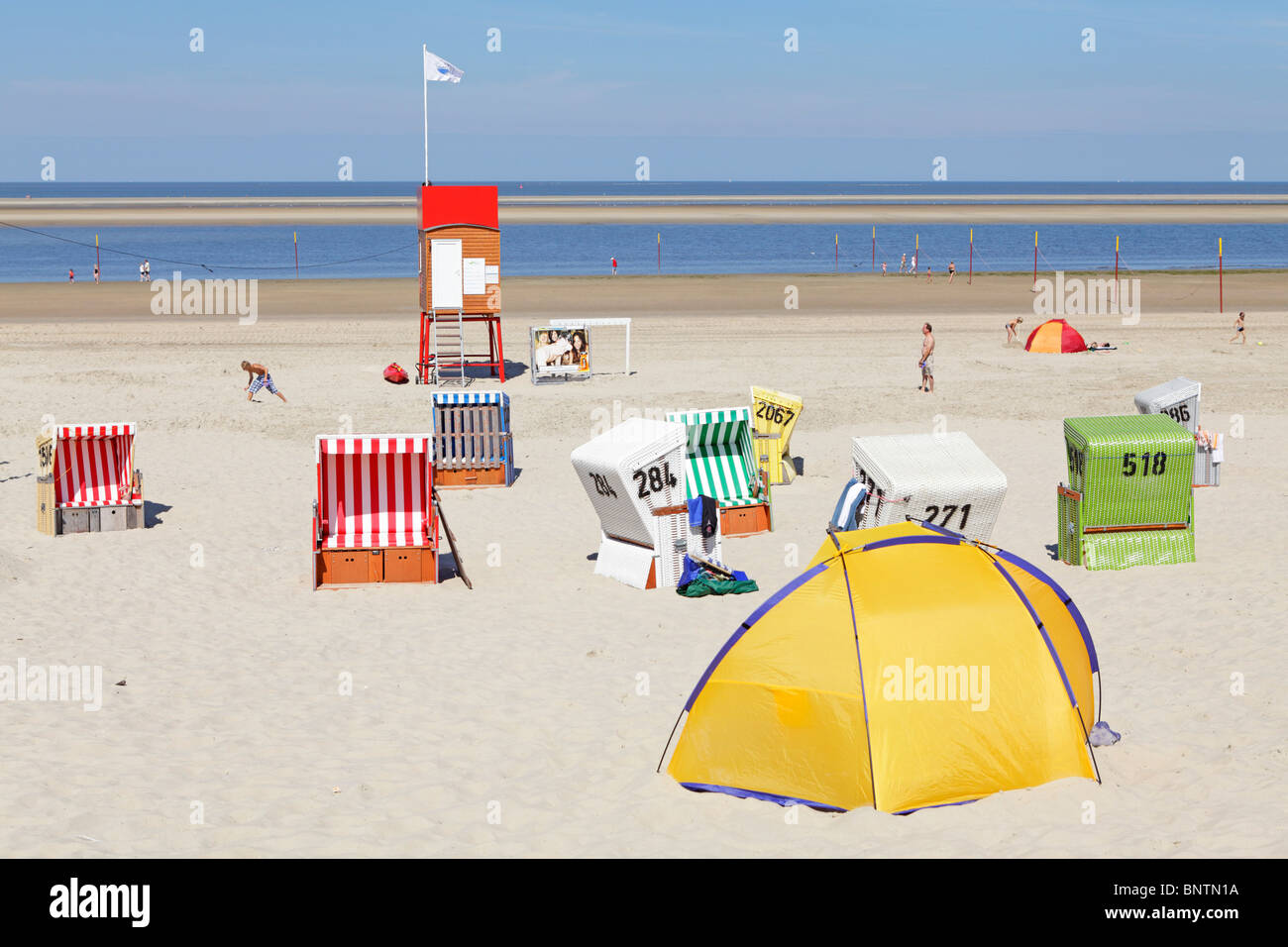 Strand, Insel Langeoog, Ostfriesland, Niedersachsen, Deutschland Stockfoto