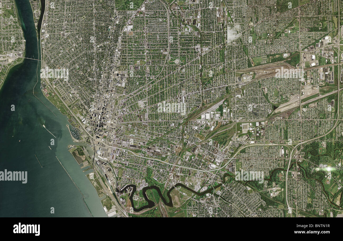 Luftbildkarte Draufsicht Buffalo New York metropolitan area Stockfoto