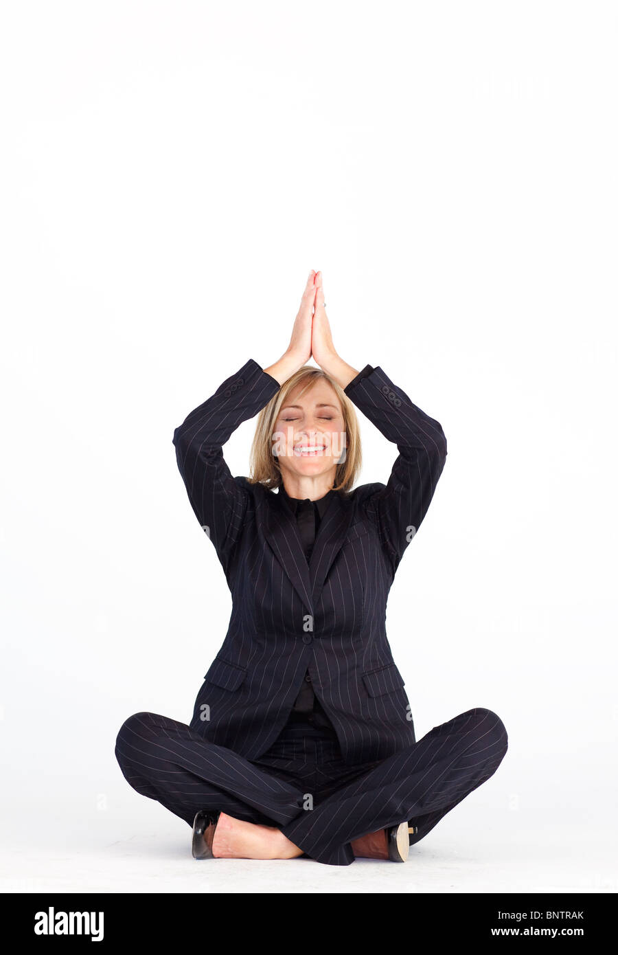 Geschäftsfrau Entspannungsübungen tun Stockfoto