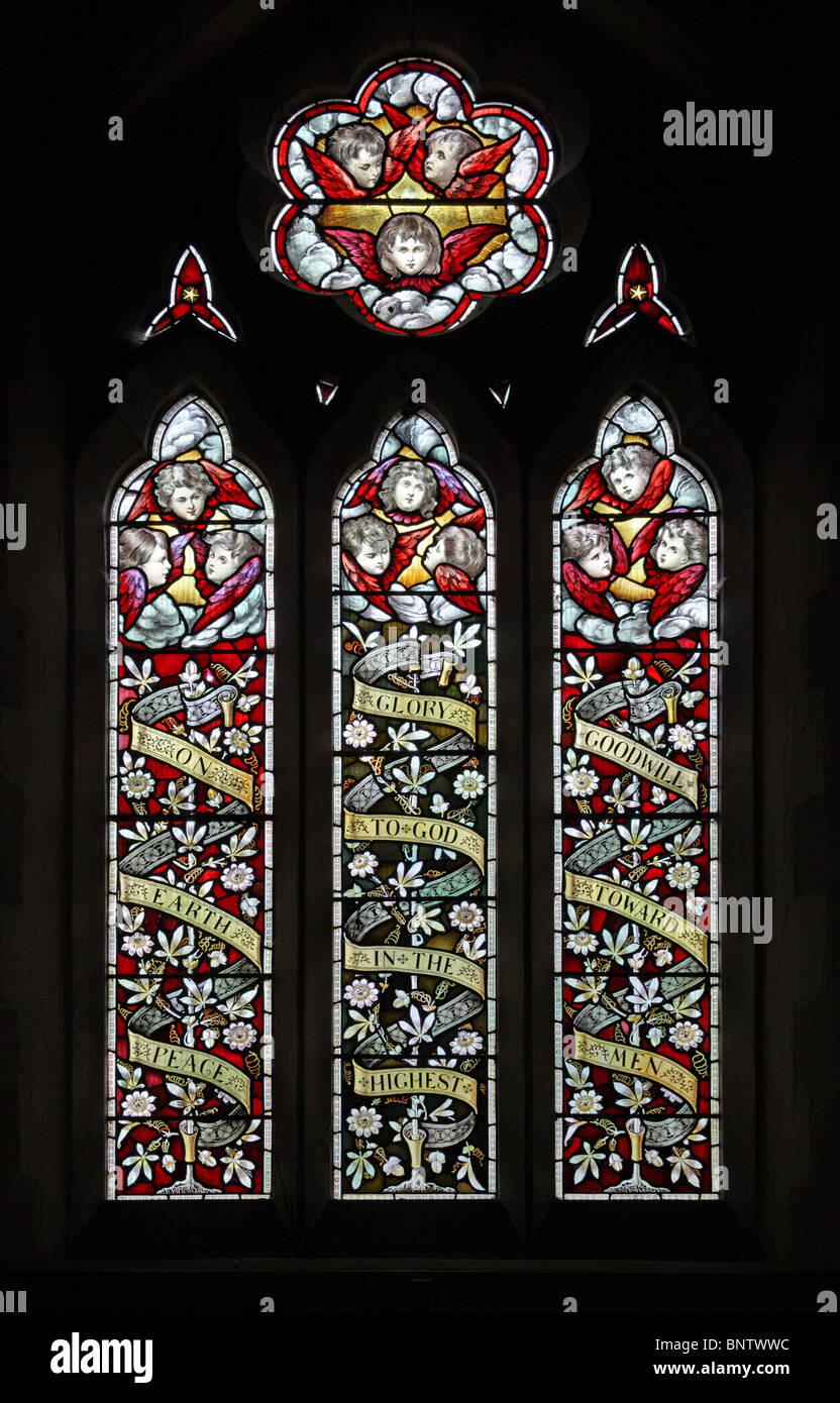 Glasmalerei Ostfenster, St. Denys Church, Little Compton, Warwickshire Stockfoto