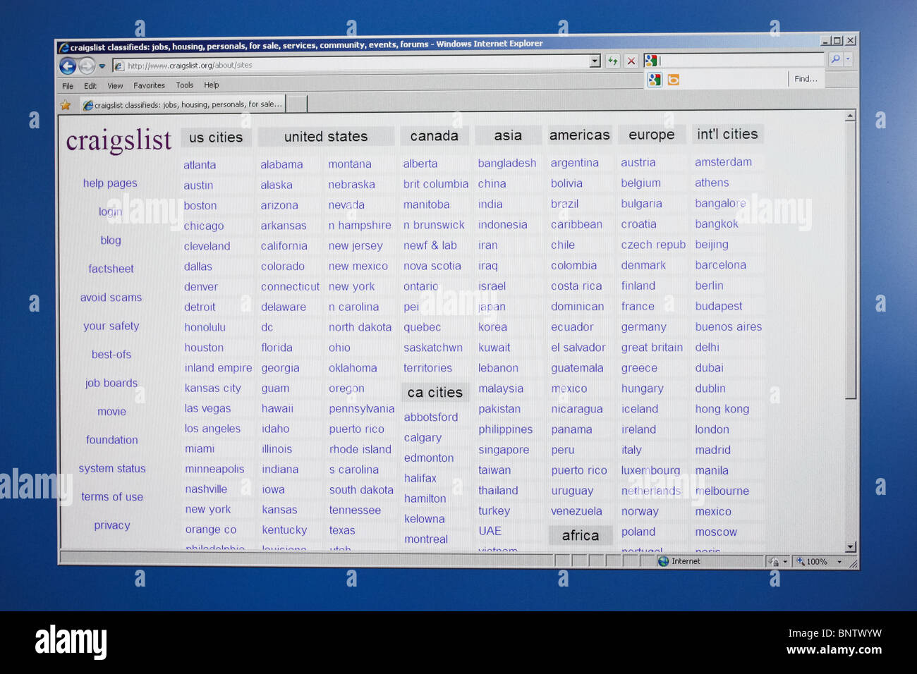 Craigslist weltweit kaufen verkaufen verwendet Element lokaler Stockfoto