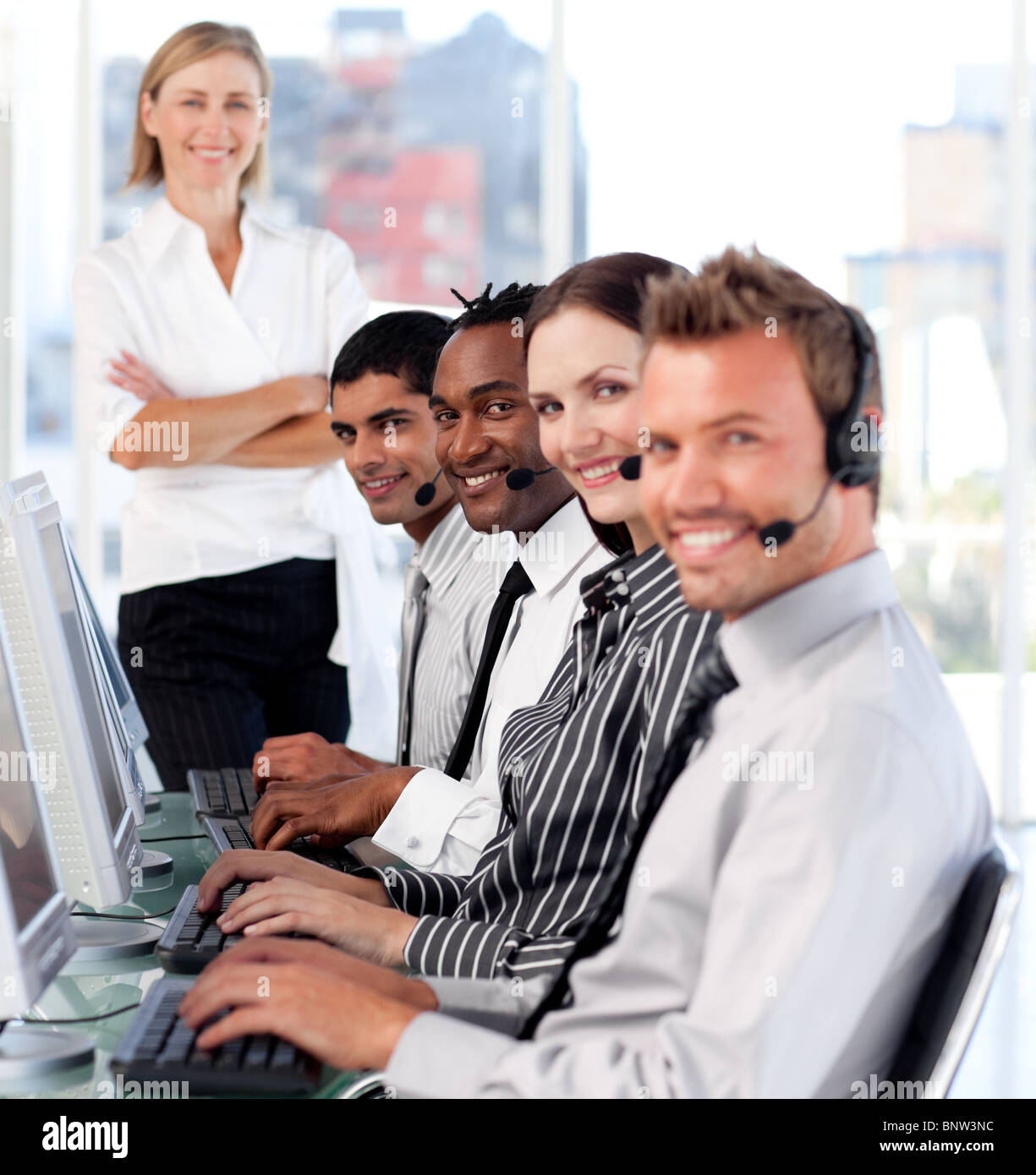 Business-Team in einem Callcenter Stockfoto