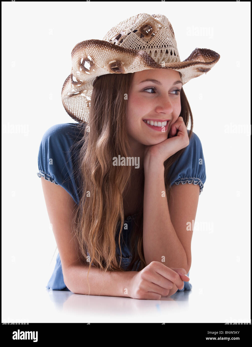 Glücklich cowgirl Stockfoto