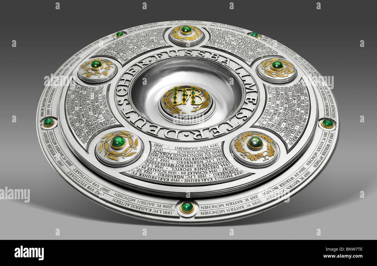 Studioaufnahme des deutschen Fußball-Liga-Trophäe, DFB Meisterschale Stockfoto