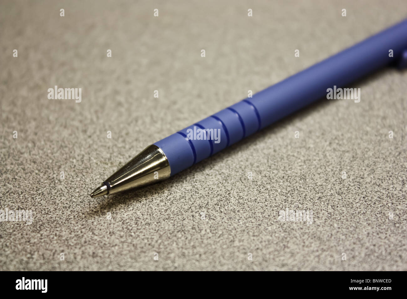 blauen Stift Schreibtisch Stockfoto
