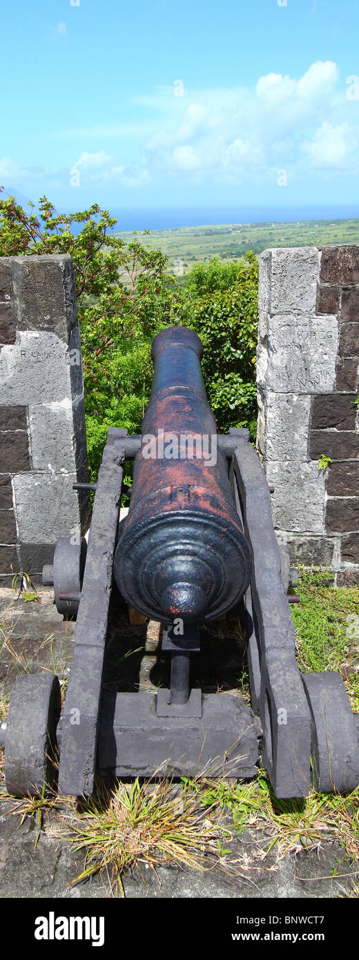 Kanone auf Brimstone Hill Fortress - St. Kitts Stockfoto