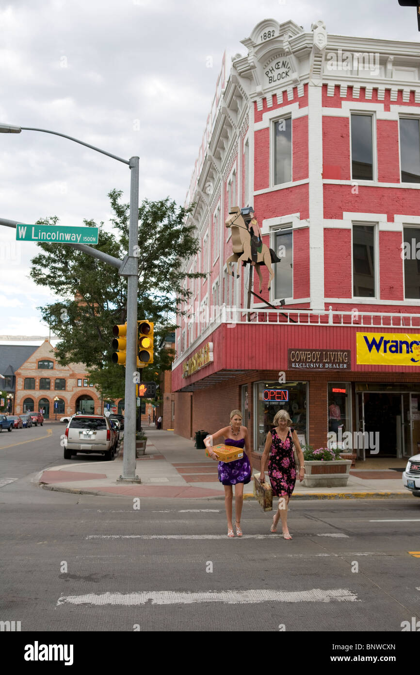 Shopping in der Innenstadt von Cheyenne, Wyoming. Stockfoto