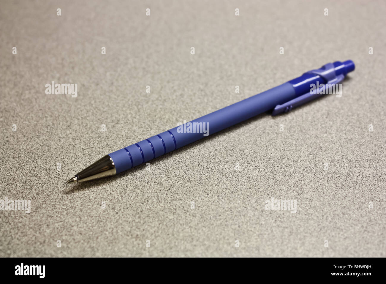 blauen Stift Schreibtisch Stockfoto