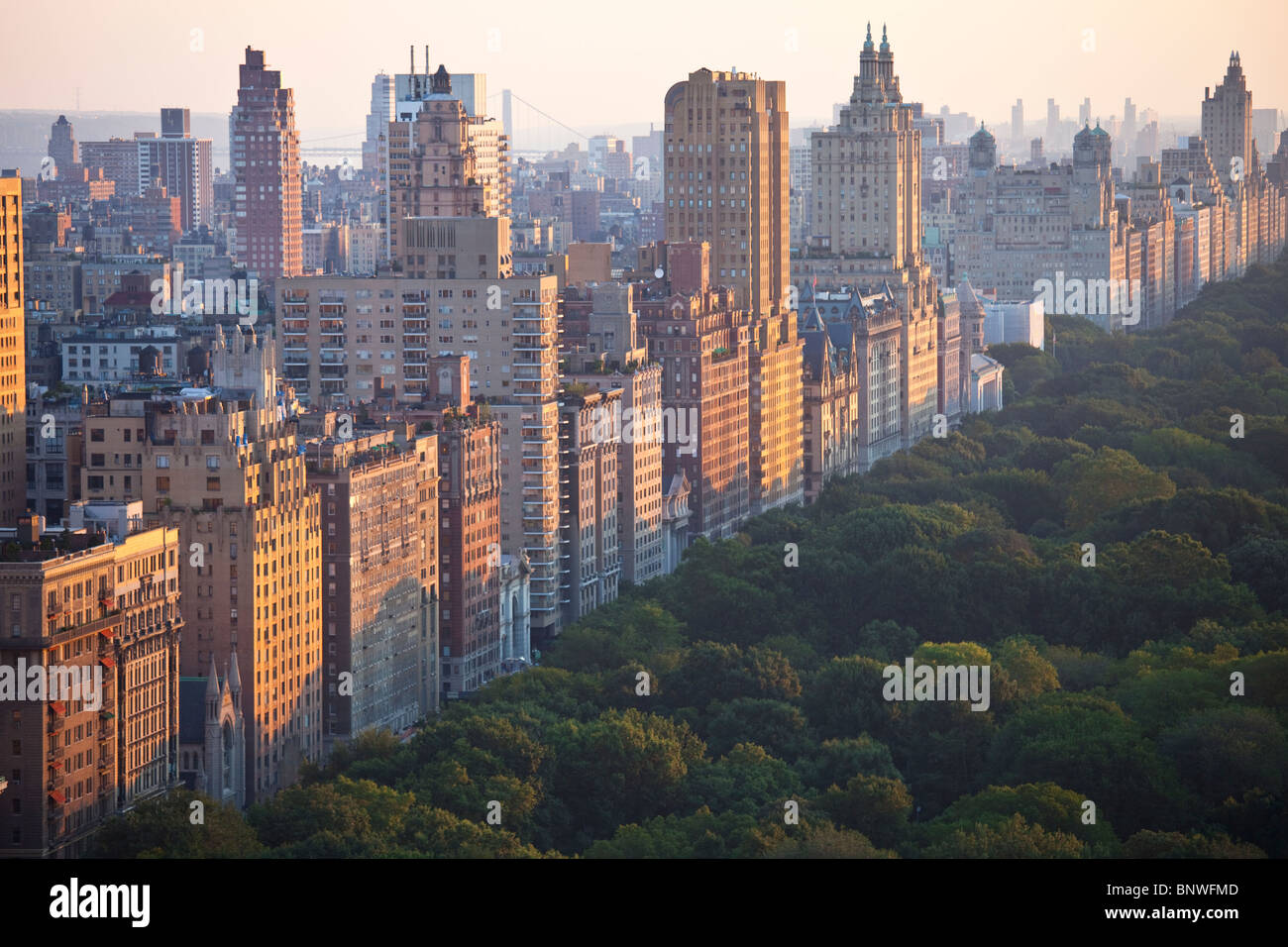 Central Park West und Central Park in New York City Stockfoto