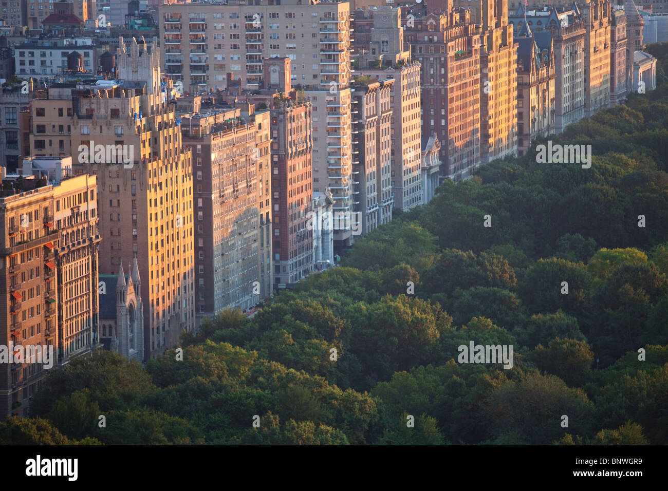 Central Park West und Central Park in New York City Stockfoto