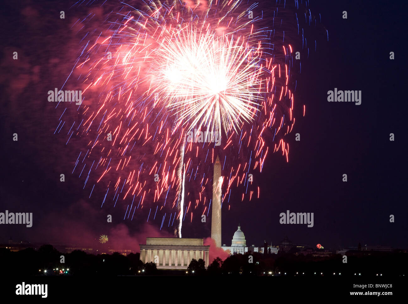 Fourth Of July Feuerwerk in Washington, DC. Stockfoto