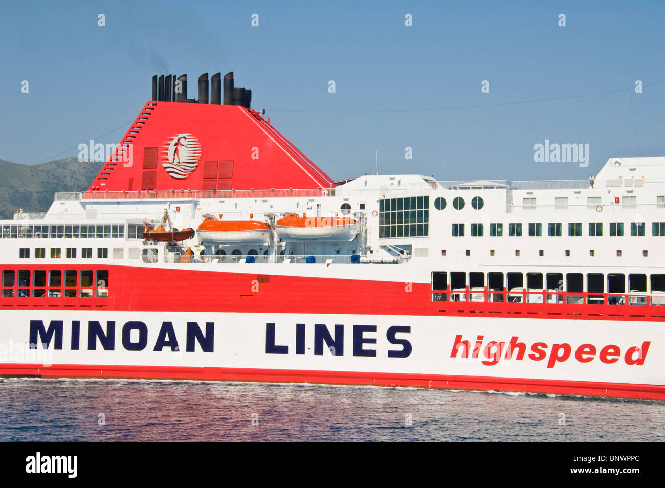 MINOAN LINES Highspeed Fähre "Ikarus" Palast aus der griechischen Insel Korfu Griechenland GR Stockfoto