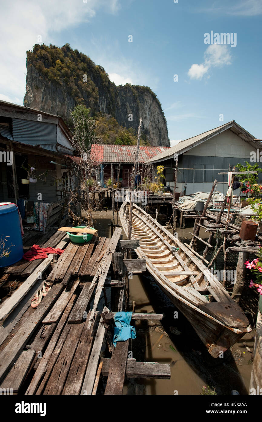 Meer Zigeuner Dorf bei Koh Panyee, Bucht von Phang Nga, Thailand, Asien Stockfoto