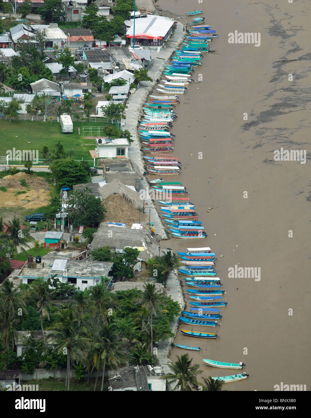 Luftaufnahme über Boote Tecolutla Veracruz Mexiko Stockfoto