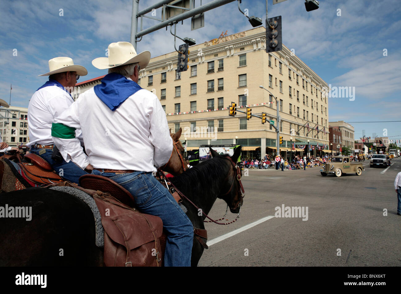 Parade in der Innenstadt von Cheyenne, Wyoming, während die jährliche Feier der Frontier Days. Stockfoto