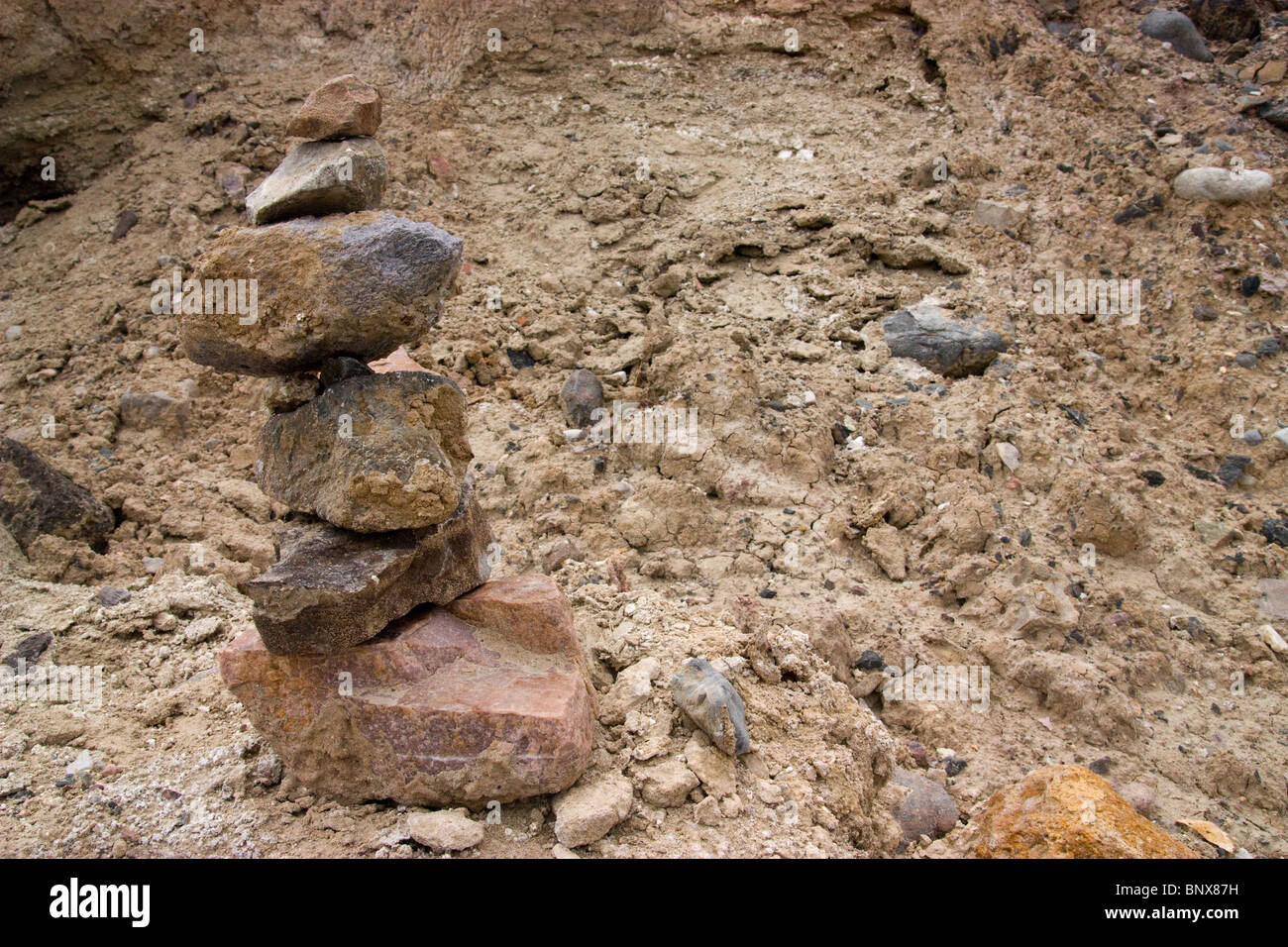 Steinen in Haufen Todestal Wüste Stockfoto