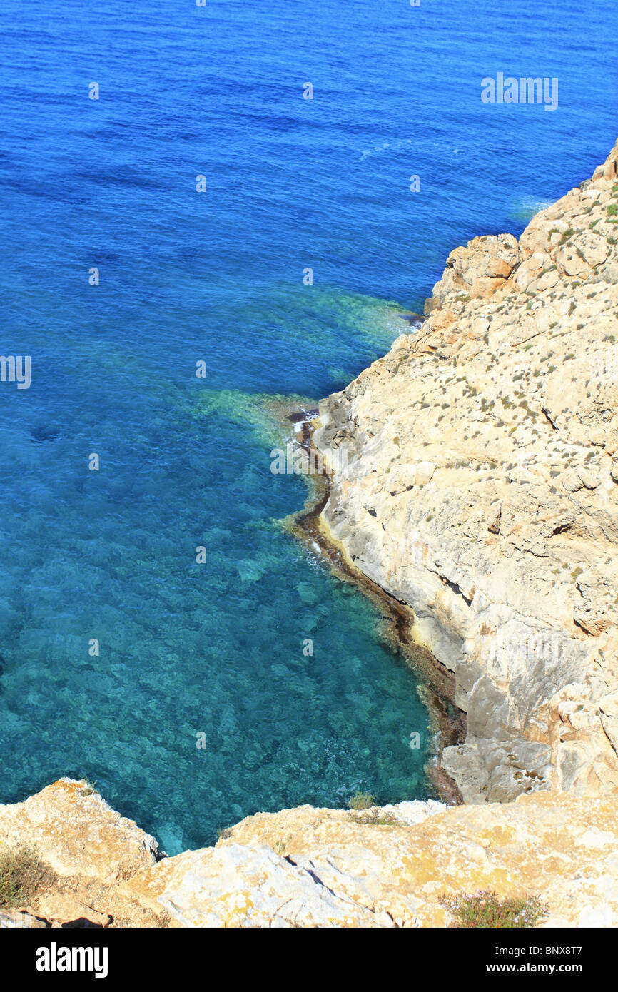 mediterrane hohe Meerblick Barbaria Cape Formentera Balearen Stockfoto