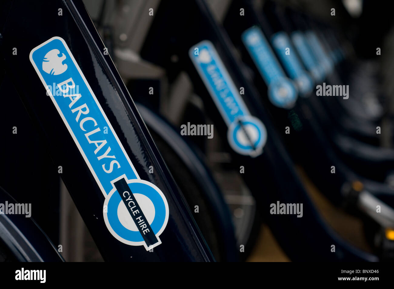 Barclays gesponsert Fahrräder Stockfoto