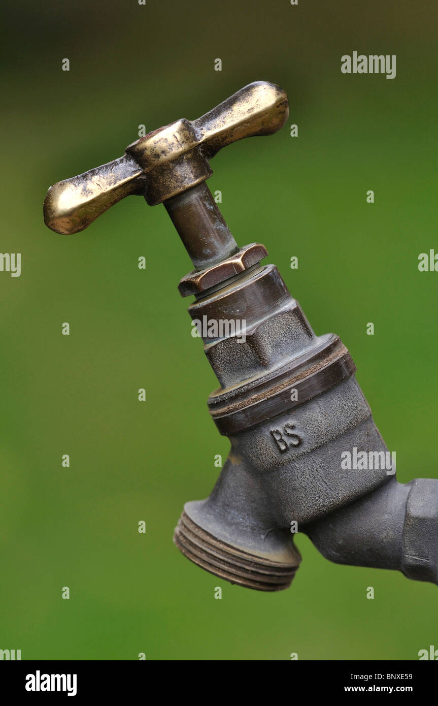 Wasserhahn im Garten ab Juni 2010 Stockfoto