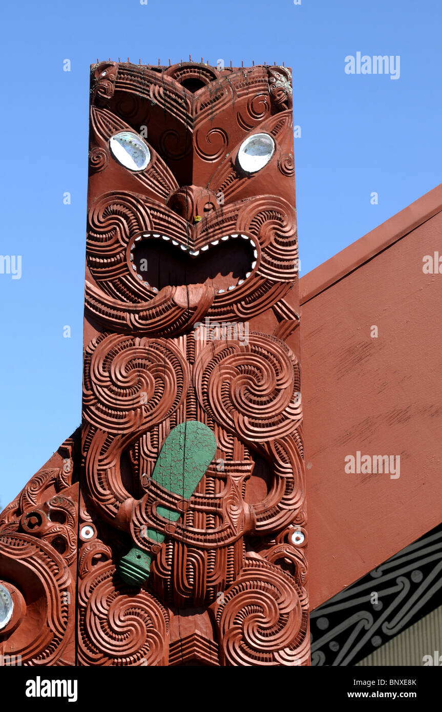 Maori Carving an Te Po In Rotorua Neuseeland Stockfoto