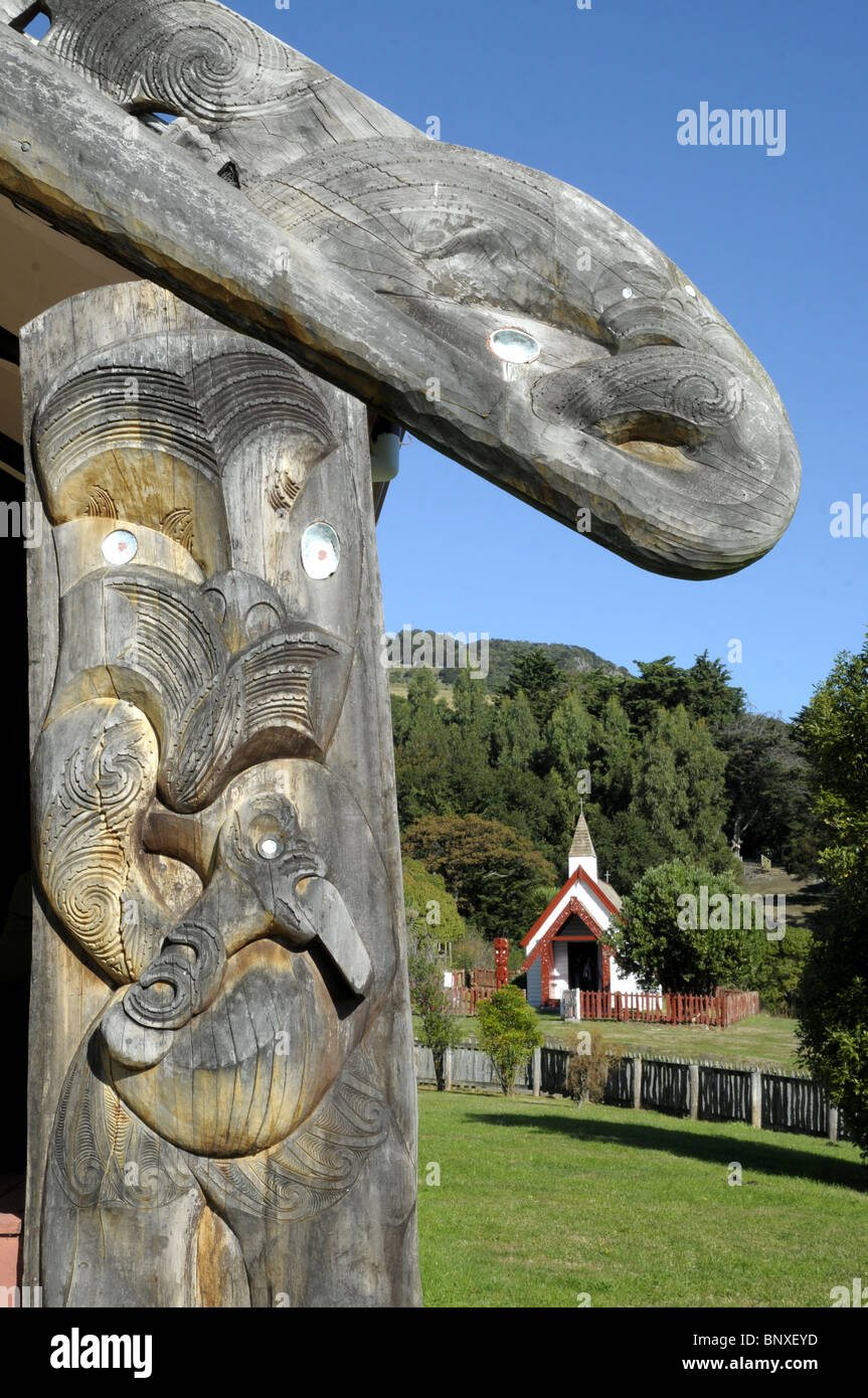 Maori Versammlungshaus In Onuku Akaroa Neuseeland Stockfoto