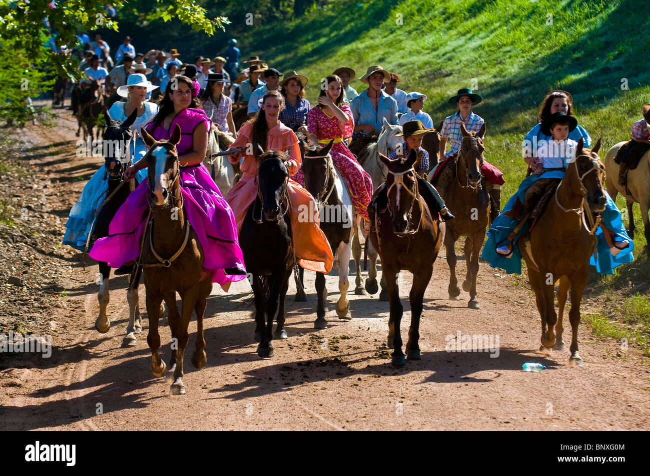 Teilnehmer des jährlichen Festivals Patria Gaucha in Tacuarembo Uruguay Stockfoto