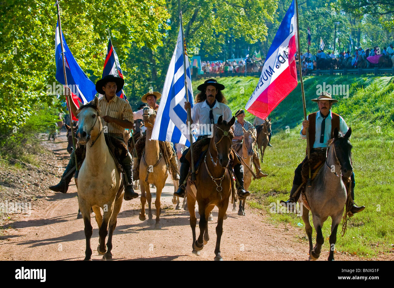 Teilnehmer des jährlichen Festivals Patria Gaucha in Tacuarembo Uruguay Stockfoto