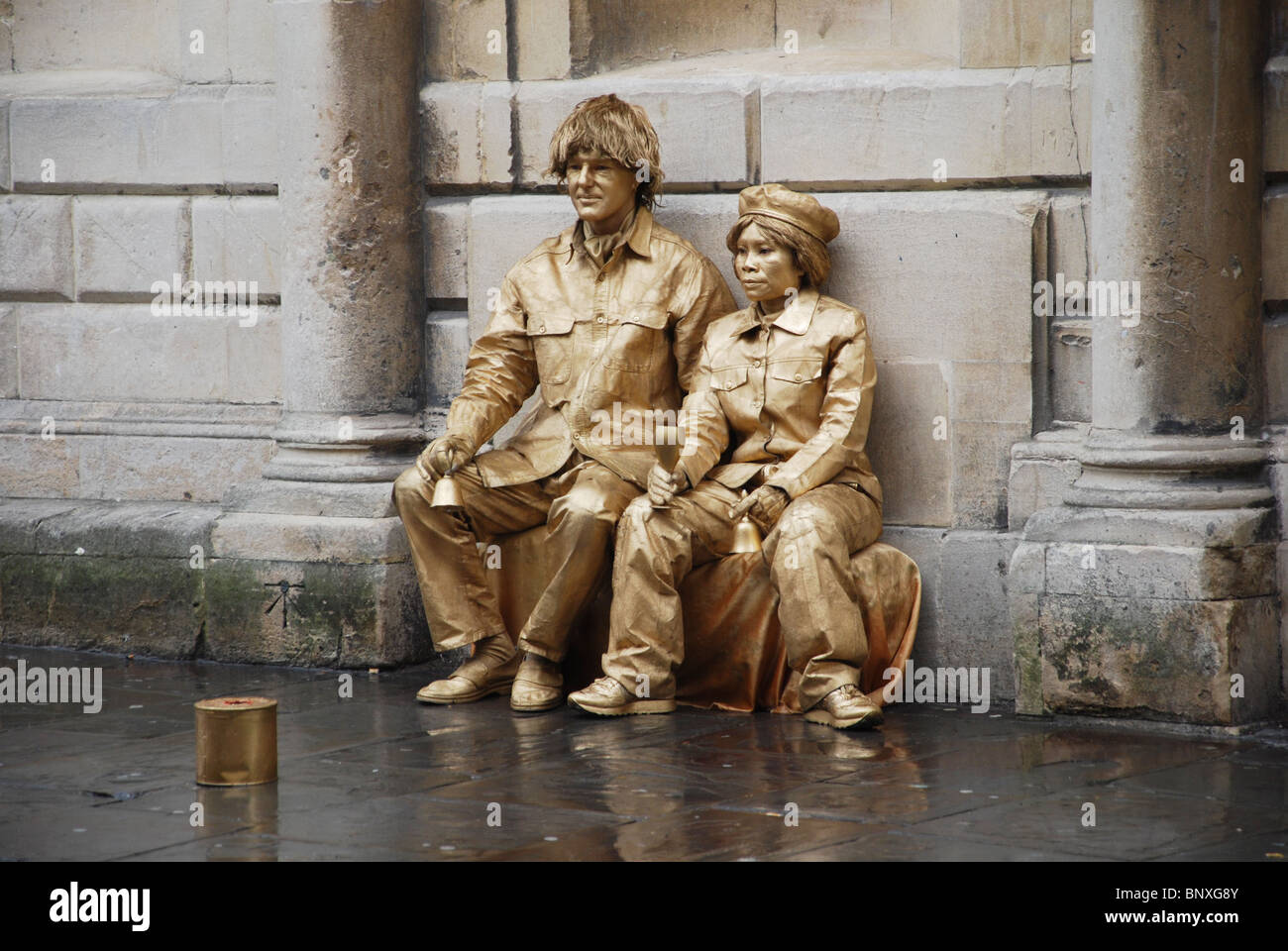 Straßenmusikanten in Bad Stadt Zentrum Vereinigtes Königreich Stockfoto