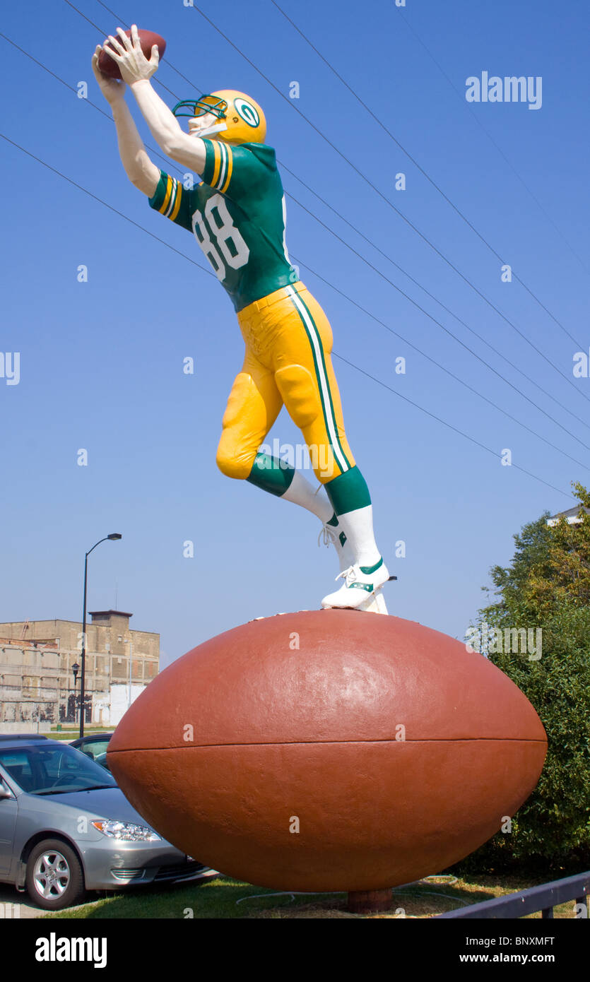 Grüne Bucht-Verpacker-Statue in Wisconsin Stockfoto