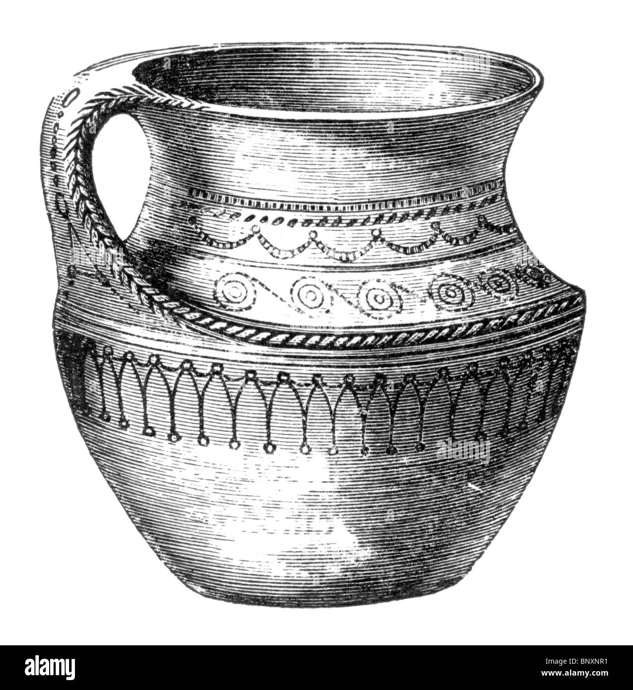 Schwarz / weiß Darstellung der 8. 9. Jahrhundert skandinavisch Steingut Ewer Stockfoto