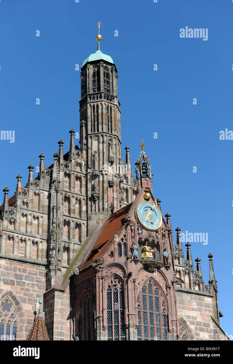 Die Frauenkirche künstlerischen Uhr Nürnberg Deutschland Nürnberg Deutschland Europa Stockfoto