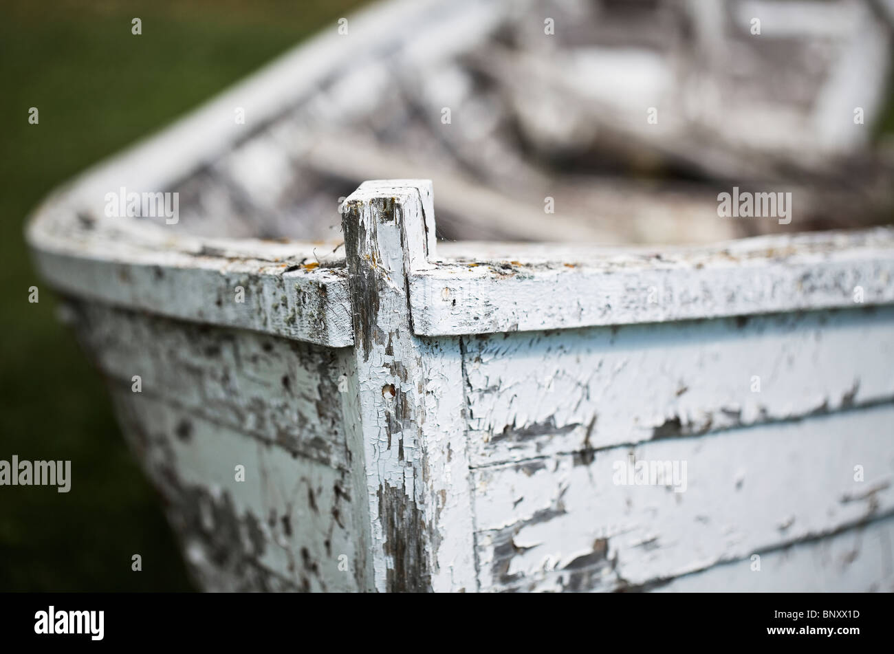Alte verlassene Holzboot, Hecla Island, Manitoba, Kanada. Stockfoto