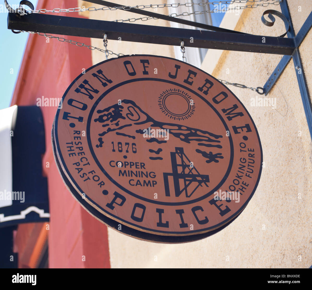 Jerome, Arizona - Kupferbergbau Altstadt in der Nähe von Sedona. Jerome Police Department. Stockfoto