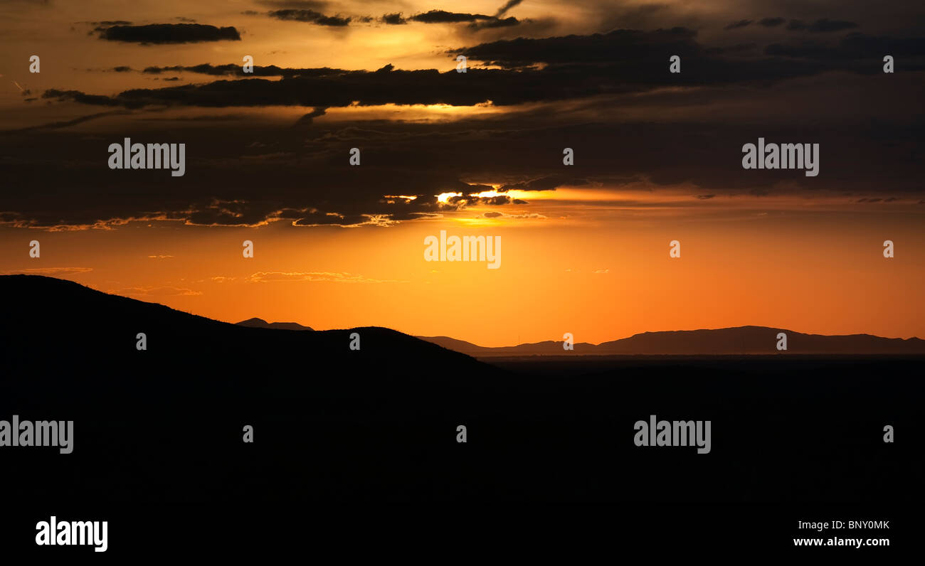 Sonnenuntergang in Hueco Tanks Texas USA Stockfoto