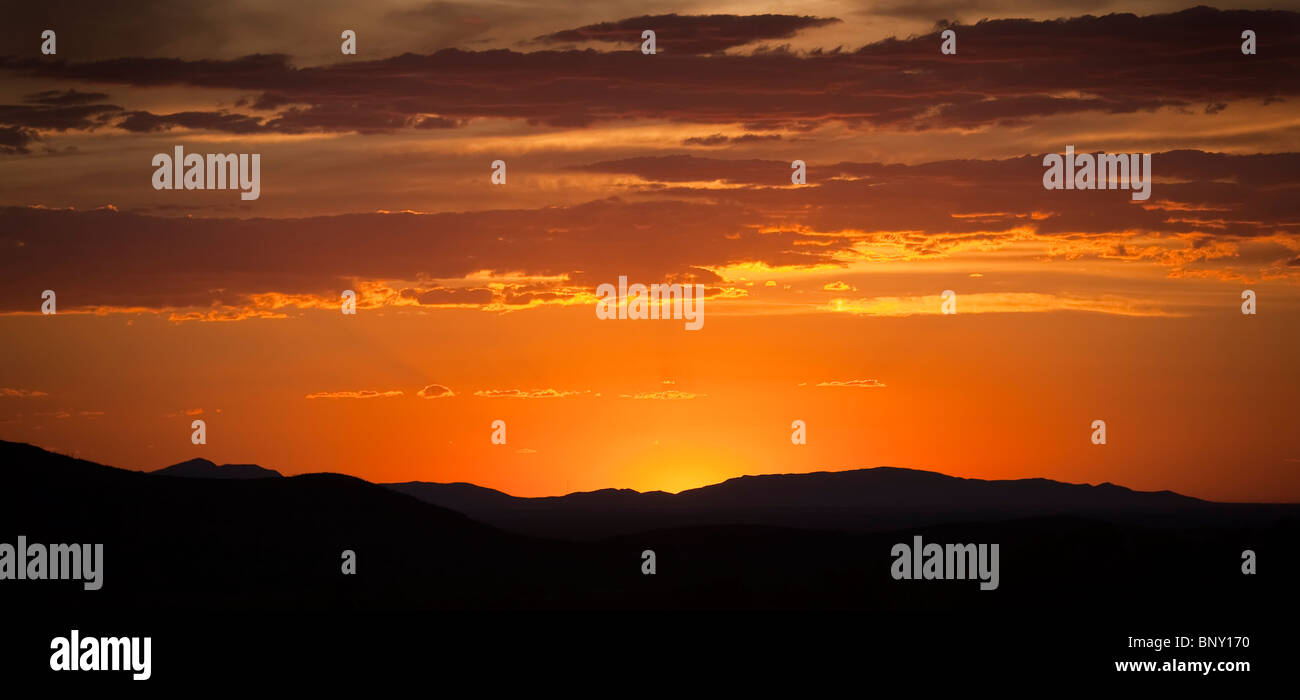 Sonnenuntergang in Hueco Tanks Texas USA Stockfoto