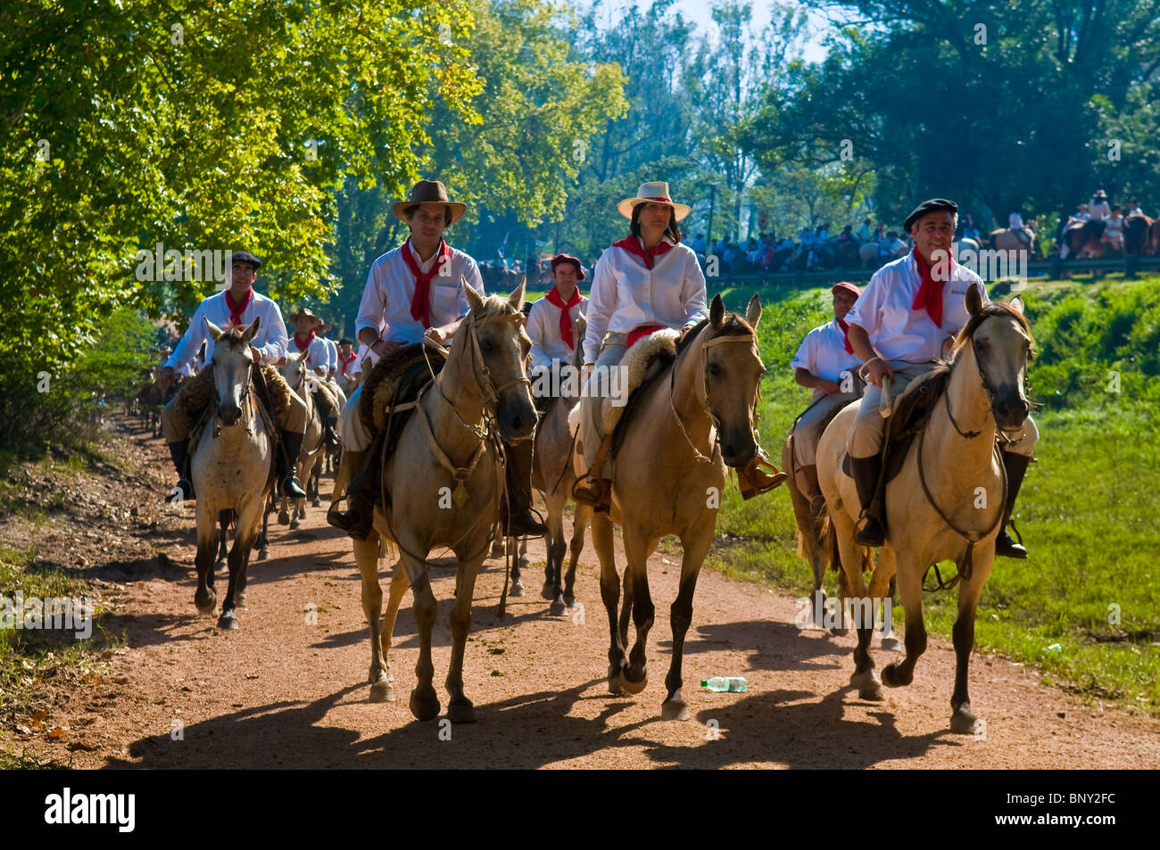 Teilnehmer des jährlichen Festivals Patria Gaucha in Tacuarembo Uruguay Stockfoto