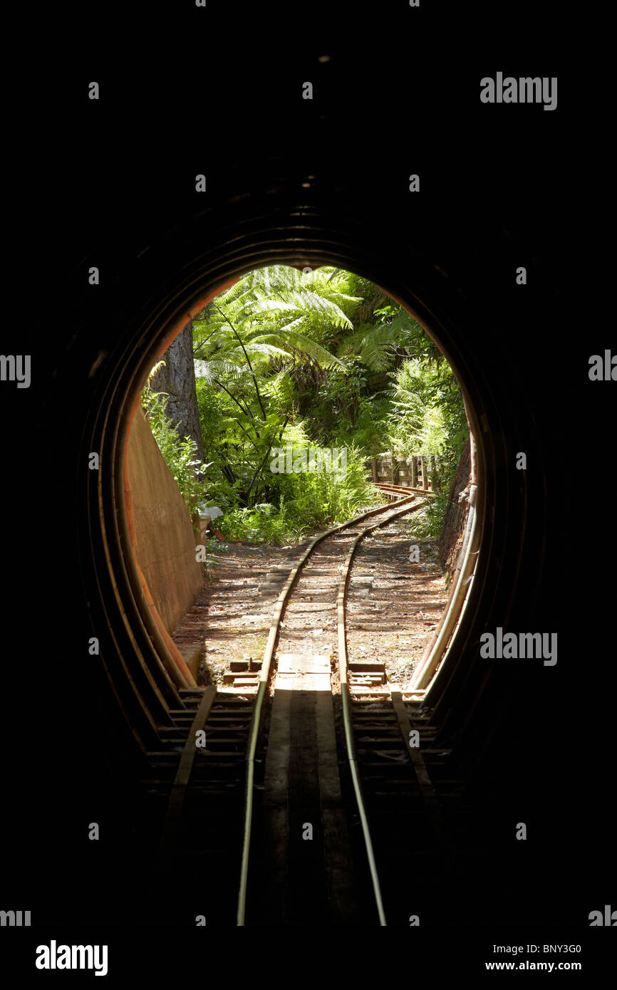 Tunnel, Driving Creek Railway, Coromandel Halbinsel, Nordinsel, Neuseeland Stockfoto