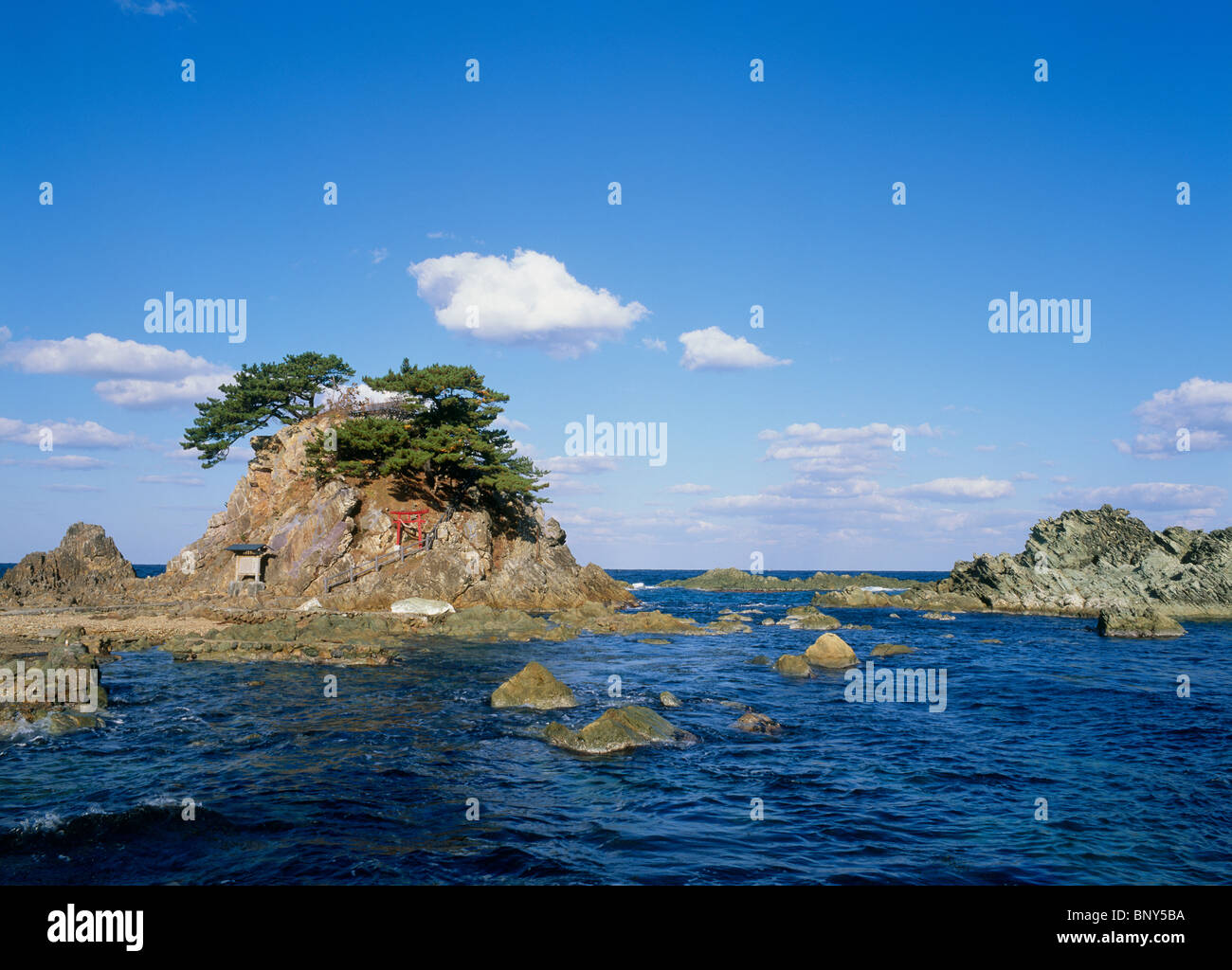 Benten Sie, Insel, Fukaura, Nakatsugaru, Aomori, Japan Stockfoto