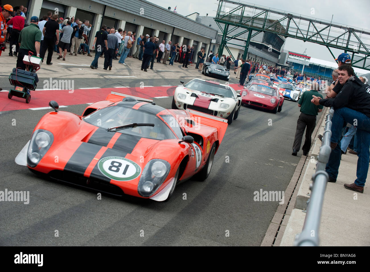 Lola T70 Sportwagen 2010 Silverstone Classic im Vereinigten Königreich Stockfoto