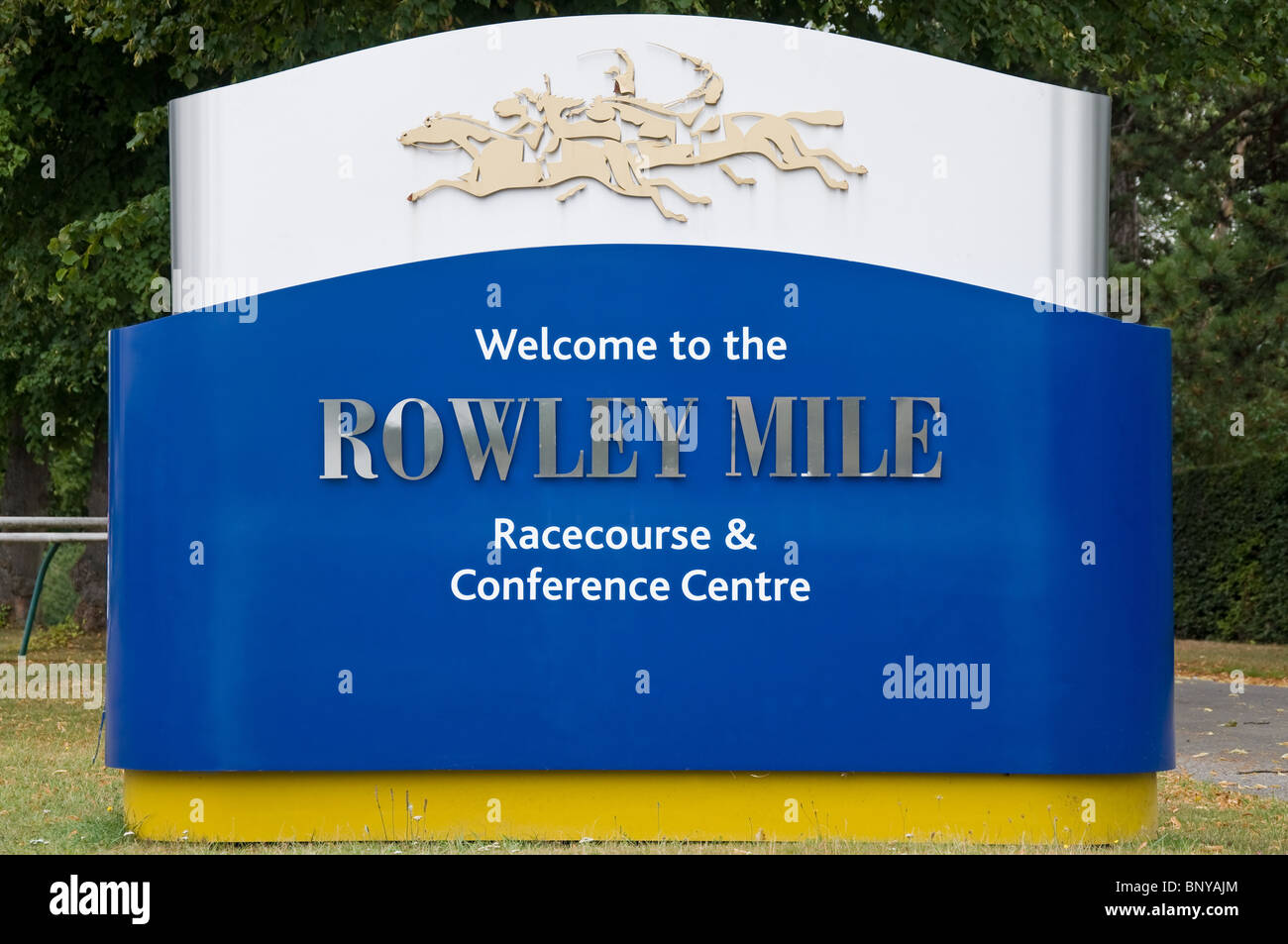 Rowley Meile Rennbahn & Konferenz Zentrum Zeichen Newmarket Stockfoto