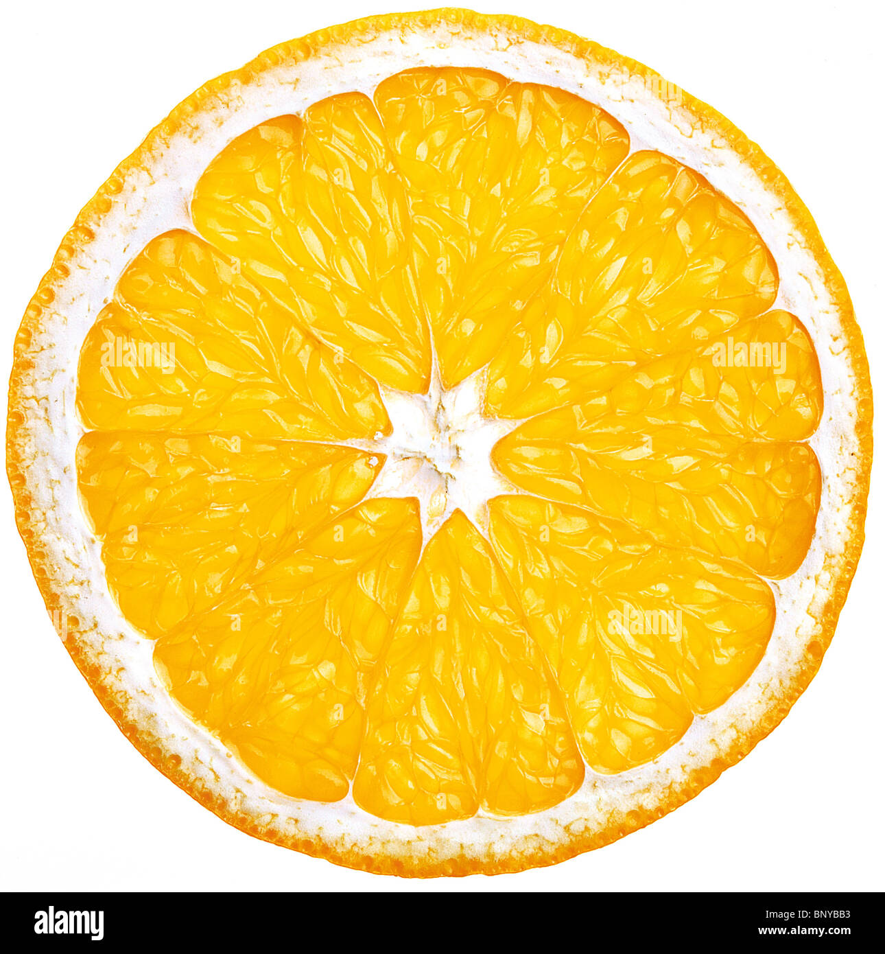 Ein Schnitt durch gesunde frische saftige orange Stockfoto
