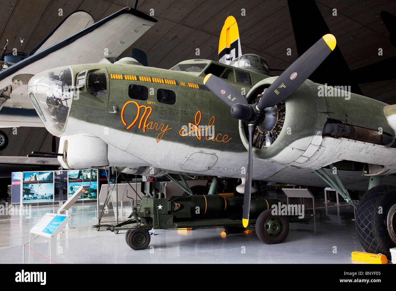 B-17 Flying Fortress Mary Alice in Duxford Imperial War Museum, Cambridgeshire. Stockfoto