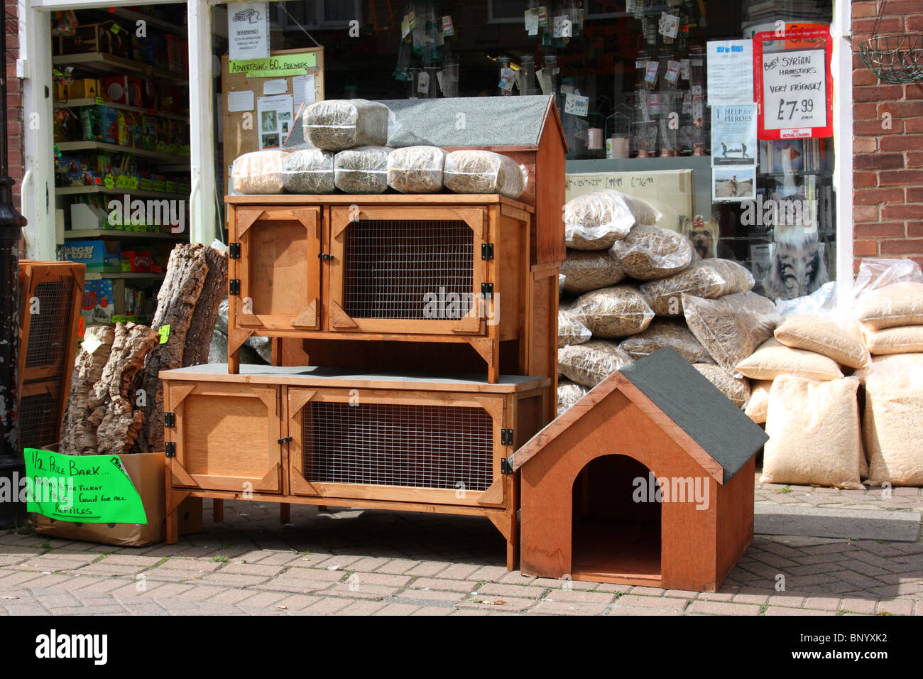 Eine Tierhandlung in einer Stadt U.K. Stockfoto