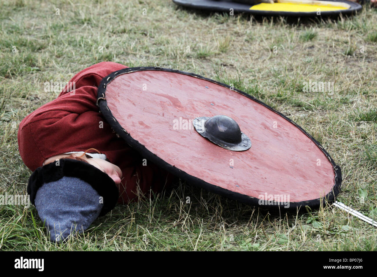 Schlacht von Reenactment Finnlands größte Markt Wikingerfestival am Kvarnbo auf Land-Archipel Stockfoto