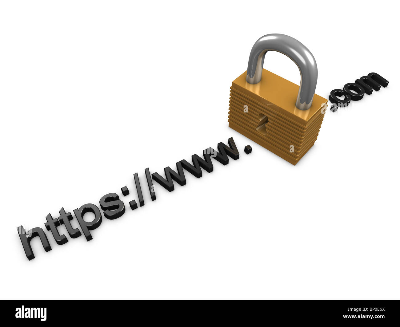 3D Bild, Hypertext Transfer Protocol Secure (HTTPS), Sicherheits-Protokoll für Online-Buchung Stockfoto