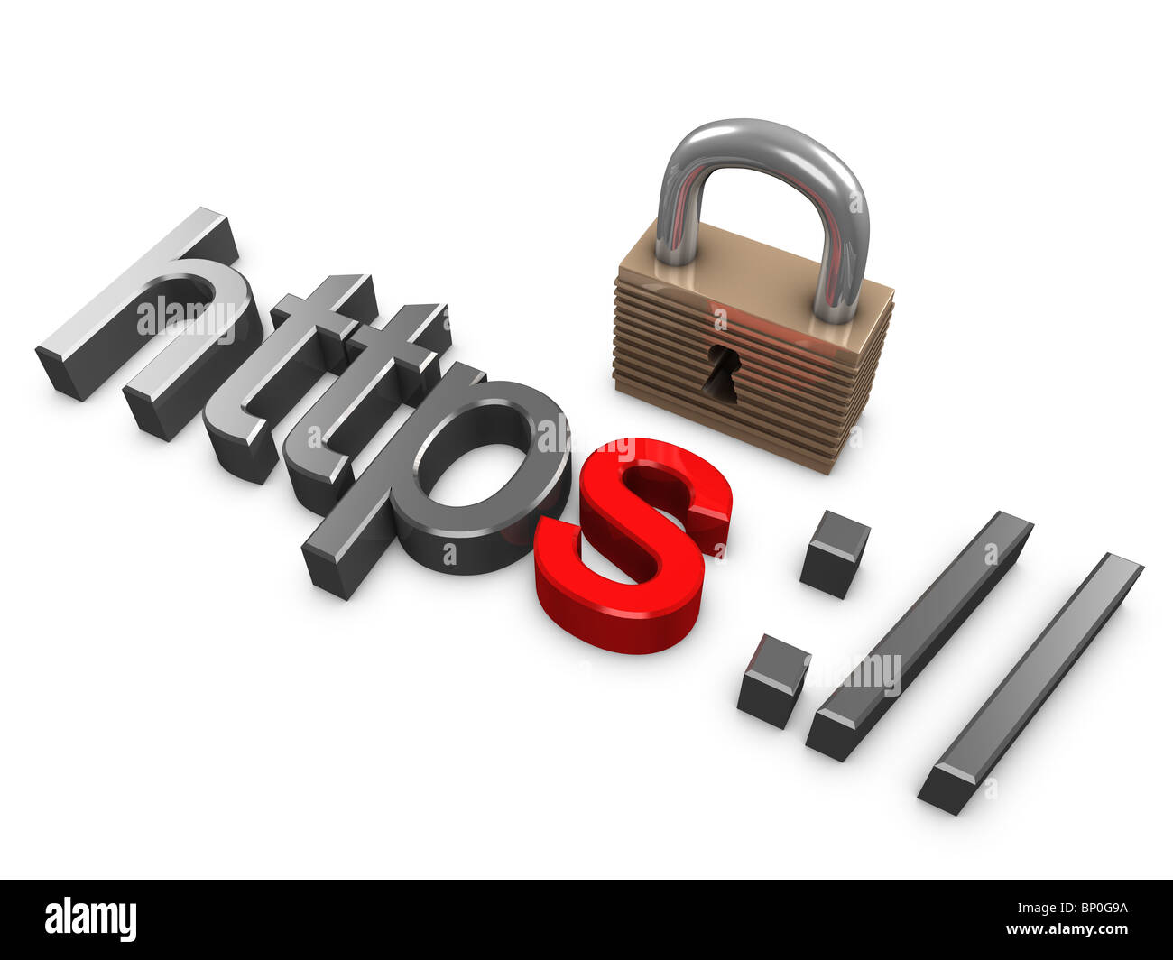 3D Bild, Hypertext Transfer Protocol Secure (HTTPS), Sicherheits-Protokoll für Online-Buchung Stockfoto