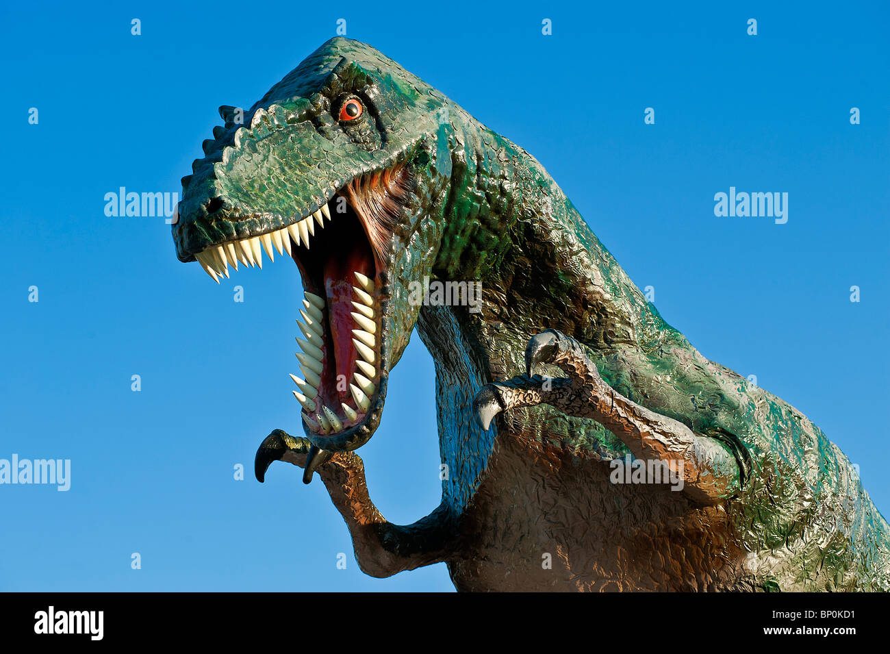 Nachbau eines Dinosauriers. Stockfoto