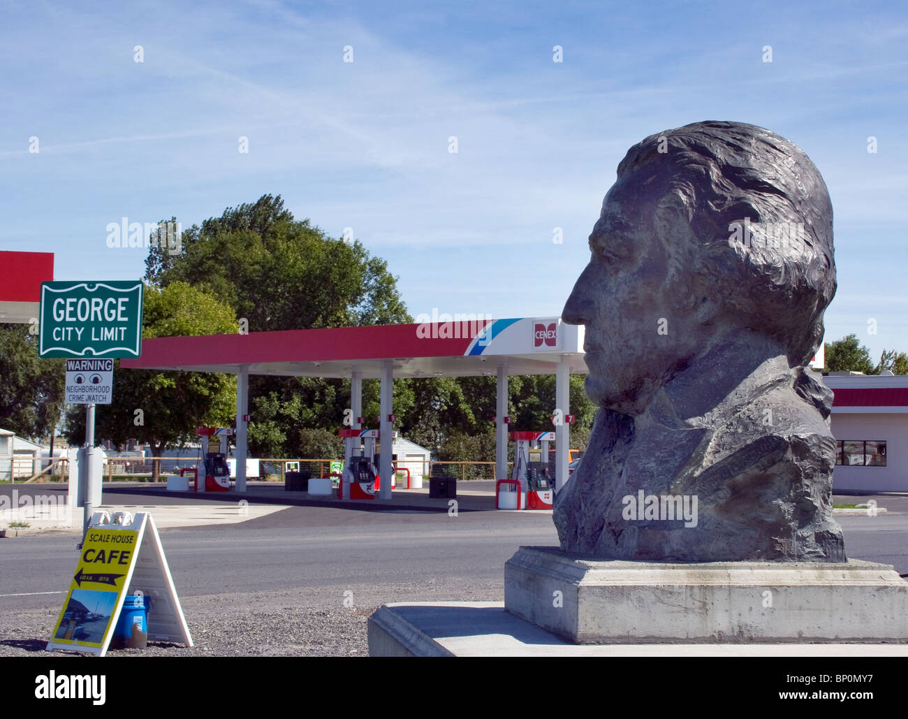 Büste von George Washington in der Stadt George Washington, in der der erste Präsident mit einer detaillierten skulpturalen Hommage geehrt wird. Stockfoto