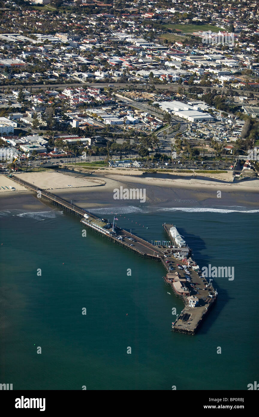 Luftaufnahme über Pier von Santa Barbara Kalifornien Stockfoto